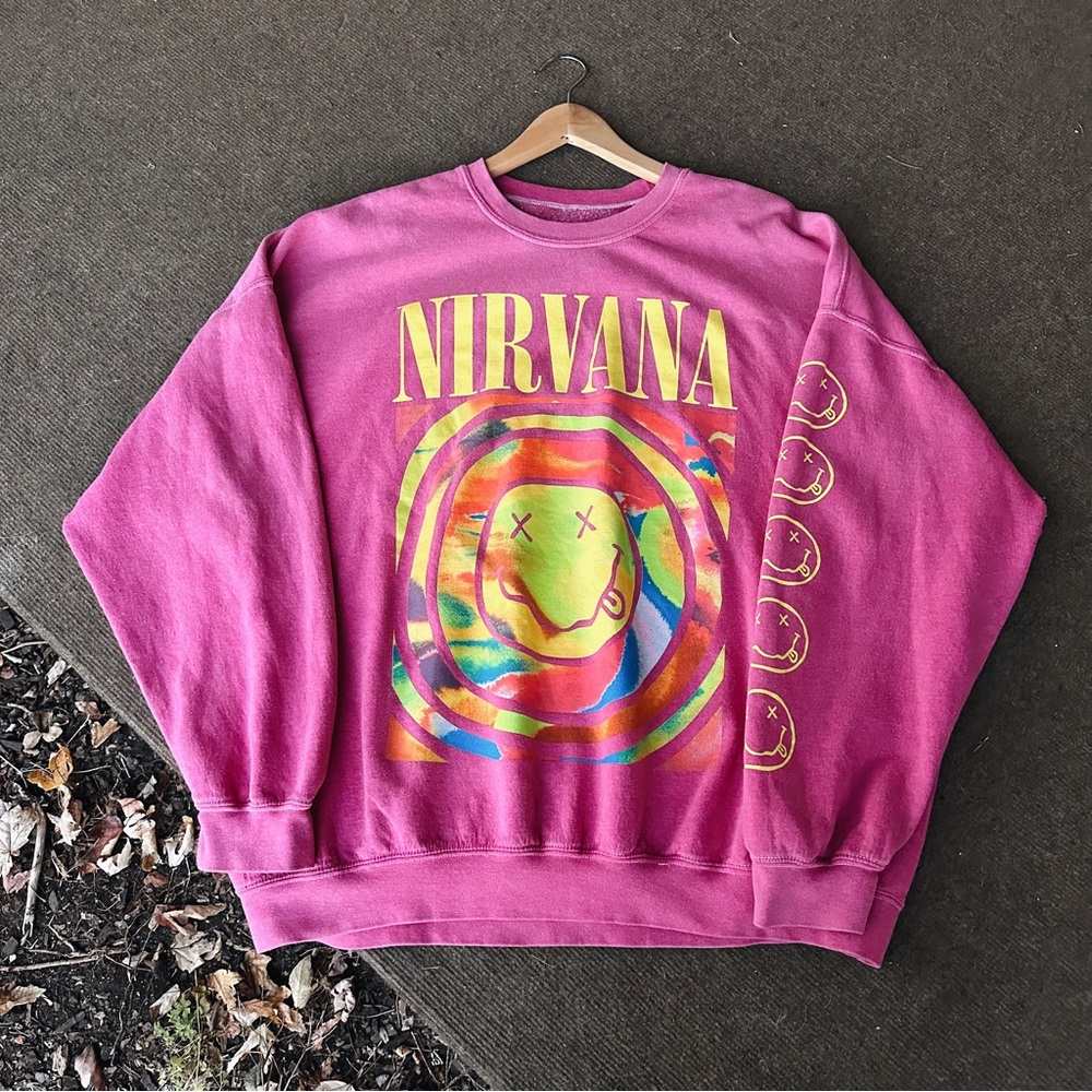 Pink Nirvana Band Sweatshirt Crewneck